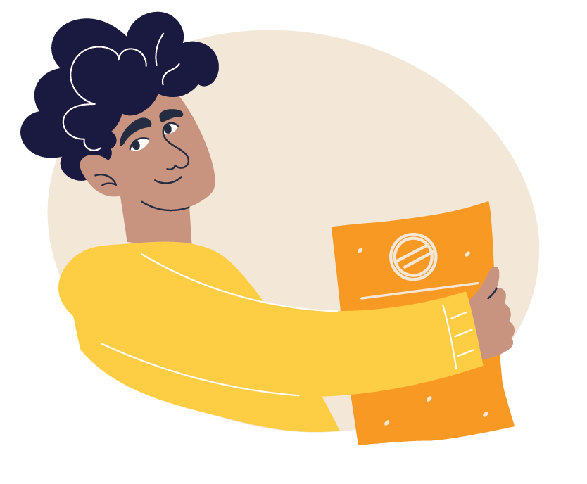 Brow person holding a name change paper. NYC AVP.